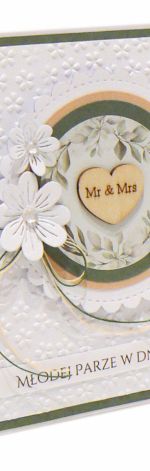 Kartka ślubna - wianek białe kwiaty kwiatuszki