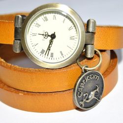 Zegarek skórzana bransoletka ze znakiem zodiaku