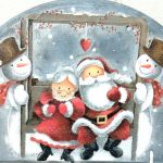 Świąteczny obrazek wiszący z parą Mikołajów - 