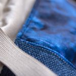 Kremowo-granatowy workoplecak mini z weluru - 