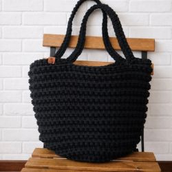 Torebka damska czarna ,na ramię, koszyk z sznurka 