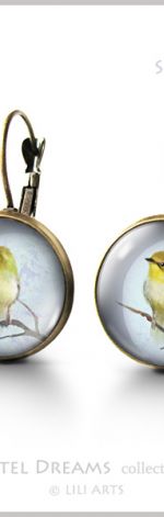 Kolczyki - Śpiewający ptaszek - bigle angielskie - antyczny brąz