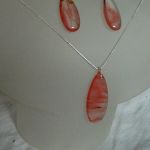 Różowy kwarc mszysty, wisiorek i kolczyki w srebrze, zestaw biżuterii - 