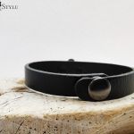 Damska bransoletka skórzana z kwiatkiem - 