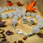 Komplet biżuterii z mistycznego białego jadeitu - Zestaw biżuterii z kamieni naturalnych
