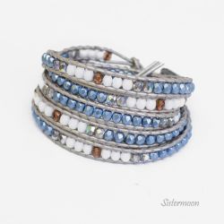 Bransoletka boho owijana Dark Blue Moon