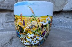 Porcelanowy kubek ręcznie malowany- Łąka