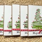 058,zestaw 5 kartek świątecznych z akwarelowymi choinkami - 058,zestaw 5 kartek świątecznych z akwarelowymi choinkami