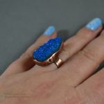 Tytanowy Agat Niebieski - duży pierścień