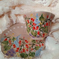 Wiosenny komplet ręcznie malowany kwiaty łąka