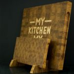 Deski do krojenia sztorcowe na stojaku MY KITCHEN MY RULES Zestaw - 