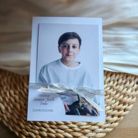 Eleganckie zaproszenie na I Komunię Świętą ze zdjęciem