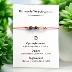 Bransoletka turmalin cytryn tygrysie oko