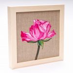 Różowa róża malarstwo płótno rama drewniana - Obrazek z różową różą