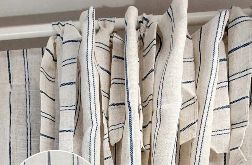 Zasłony gotowe lniane boho na troki panel do salonu w prążki 150/250cm