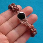 Jaspis Czerwony bransoletka makrama - 