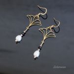 Kolczyki z perłami Złote Liście - 