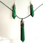 Malachit zielony, piękny zestaw biżuterii - 