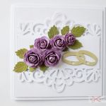 Kartka ŚLUBNA biało-fioletowa - Kartka na ślub z fioletowymi różami