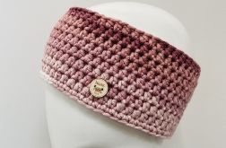 Dziergana szeroka opaska na głowę uszy 7