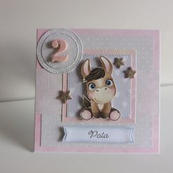 Personalizowana kartka urodzinowa ręcznie robiona konik