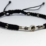 Bransoletka BOHO makrama czarna srebrna - 