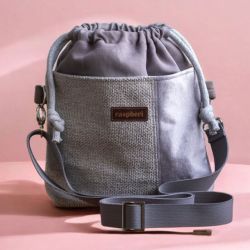 Szara listonoszka z kominem patchwork plecionka