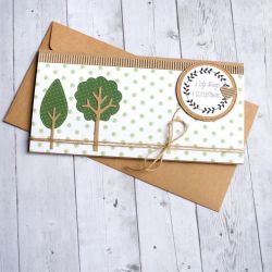 kartka kopertówka - drzewka - green dots