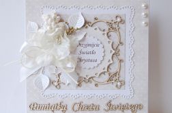 Kartka na chrzest beżowa nr 2
