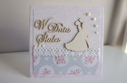 Kartka na ślub z koronką Para Młoda