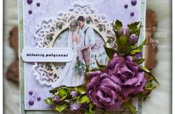 Kartka ślubna na ślub fiolet