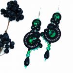 kolczyki sutasz soutache czarno zielone - 