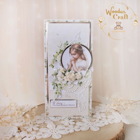 Kartka komunijna pamiątka "WhiteRoses6"GOTOWA