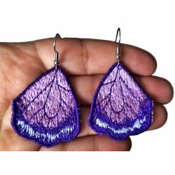 Haftowane kolczyki skrzydła motyla - odcienie fioletu