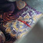 Turkusowo-bordowa huge bag z plecionki - 