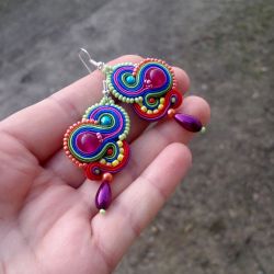 Kolczyki sutasz Tęczowe Z Jadeitem