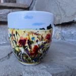 Porcelanowy kubek ręcznie malowany- Łąka - 