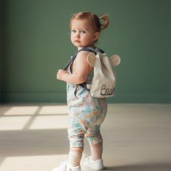 Bawełniany mini plecak miś z imieniem Basia I
