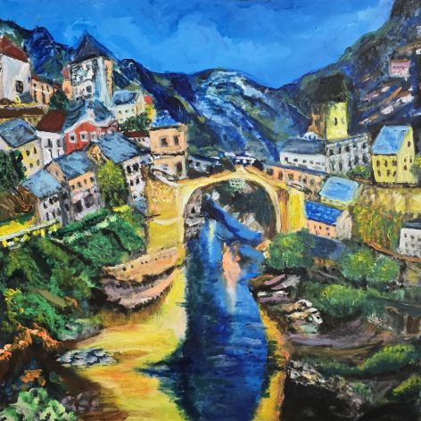 Mostar 50x50x1cm,  płótno, 