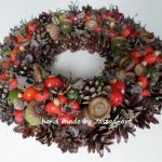Jesienny wianek z żołędzi i róży 26cm - 