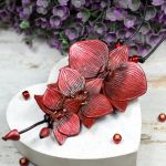 bordowy, duży naszyjnik "orchidee" - duży bordowy wisior orchidee