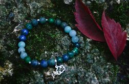 Azuryt, bransoletka z chmurką. Srebro.