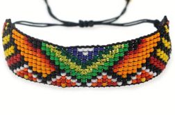 Bransoletka BOHO pleciona z koralików kolorowa orange