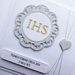 Minimalistyczna kartka komunijna biało-szara  - Skromna kartka na Pierwszą Komunię Świętą