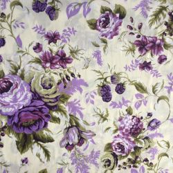 Tkanina bawełna-wzór fioletowe róże