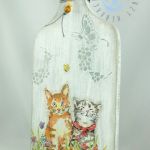  Deska rustykalna z kotkami - malowane kotki