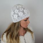 Czapka ręcznie robiona biała - 