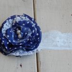 Retro opaska granatowa w groszki - 