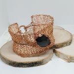 Bransoletka wire crochet z labradorytem miedź - Ciekawa bransoletka wire crochet