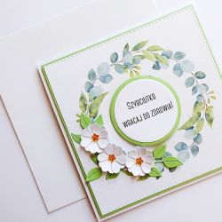 Kartka z wiankiem życzenia powrotu do zdrowia